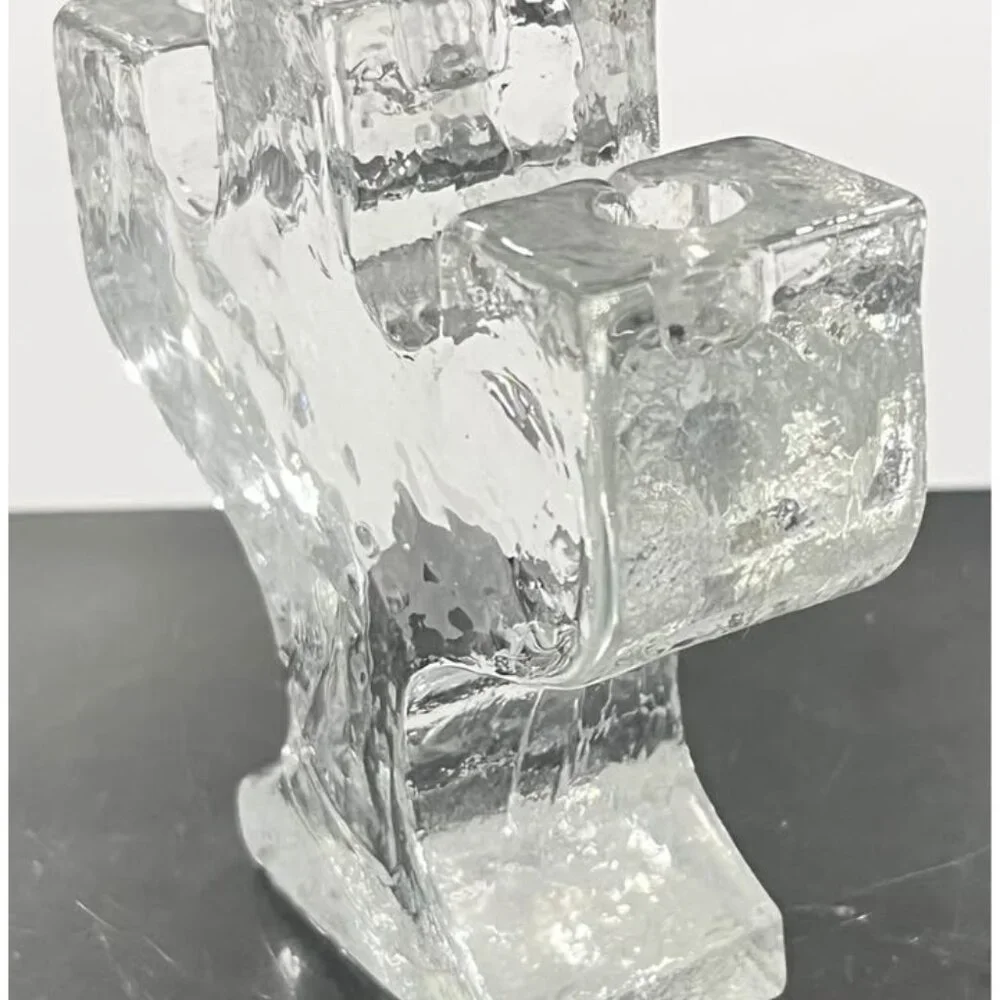 MCM Pukeberg clear candle holder, designed by Staffan Gellerstedt